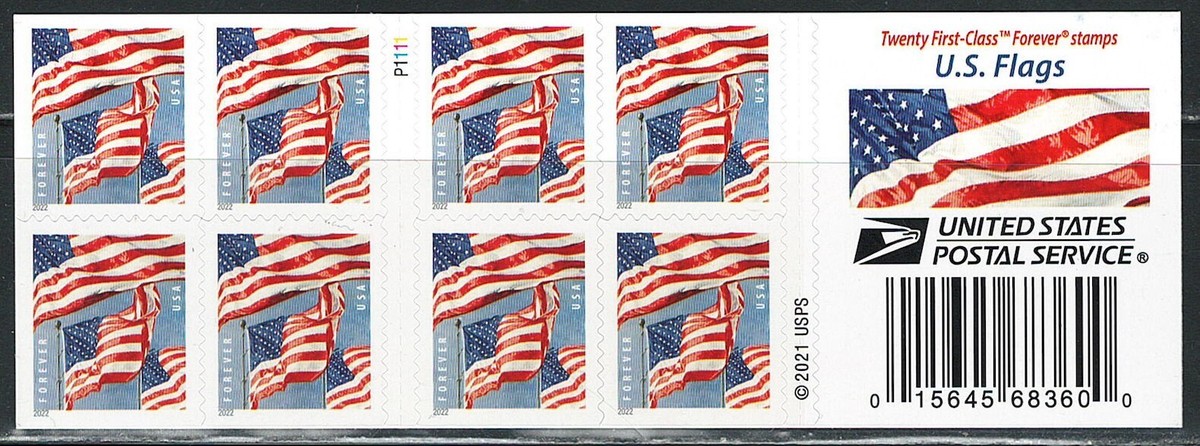 Mint US Flags Stamp Booklet Pane of 20 Forever Stamps Scott# 5659a