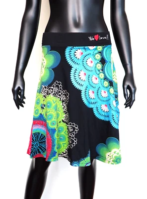 DESIGUAL 37F2706 A-Linie Knielang Mehrfarbig Elastische Taille Galactica Rock S - Bild 1 von 4