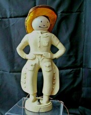 WILL ROGERS RARE METAL COWBOY LAMP, PAINTED FACE BULB, FELT HAT, Vintage 1930s