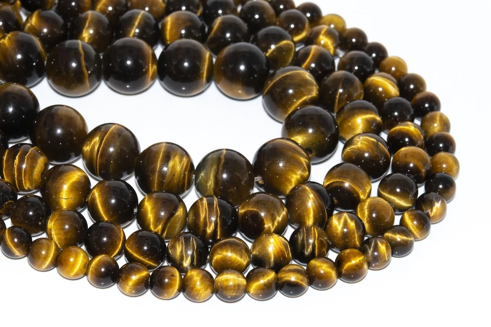 Natural Yellow Tiger Eye Beads Grade AAA Round Loose Beads 4-5/6/8/10/12/15-16MM - Image 2 of 3