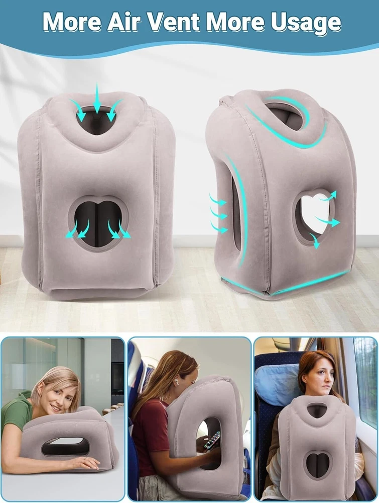 Compact Inflatable Travel Pillow with 45° Neck Support for Comfortable Journeys