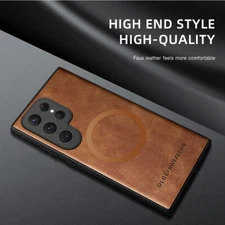 Luxury Leather Mag Safe Magnetic Case For Samsung S25 Ultra/S24 FE/S23/S22/S21