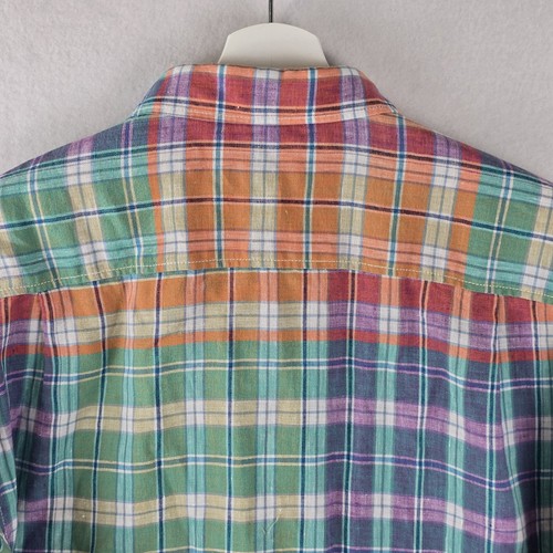 Tommy Bahama Linen Barbados Breeze Top L Stretch Plaid Pastel Flip Cuff Spring - Picture 5 of 24