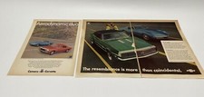 2er Set Vintage Chevrolet Corvette & Camaro Magazinwerbung 1970er