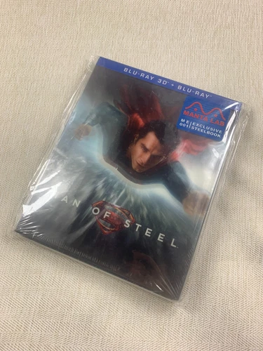 MAN OF STEEL 3D+2D BLU-RAY STEELBOOK MANTA LAB ME#1 LENTI EDITION, NEW/SEALED