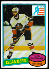 1980-81 Topps Ken Morrow Islanders Hockey Rookie Card #9 SCRATCHED