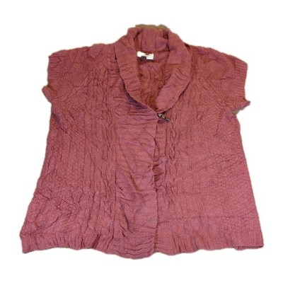 Sonoma Life Style Damen XL rostrot Pullover Weste Zopfmuster Knebel Wasserfallausschnitt