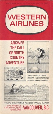 Western Airlines system timetable 4/30/67 [6011] Buy 4+ save 25%
