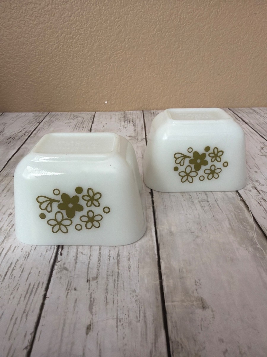 Set of 2 Pyrex Spring Blossom Green Crazy Daisy Refrigerator Dish