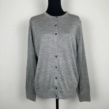 Muji Cardigan Womens Extra Large Grey 100% Wool Washable Japan Minimalist Casual