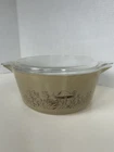 PYREX Vintage 2.5 Qt Mushroom Round Glass Casserole w/ Lid 475-B Safe