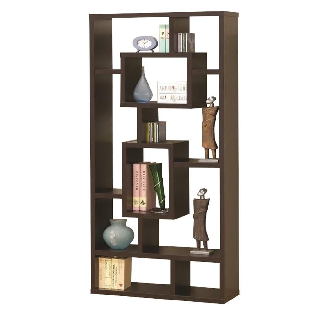 Coaster 10-shelf Transitional Wood Geometric Bookcase in Cappuccino