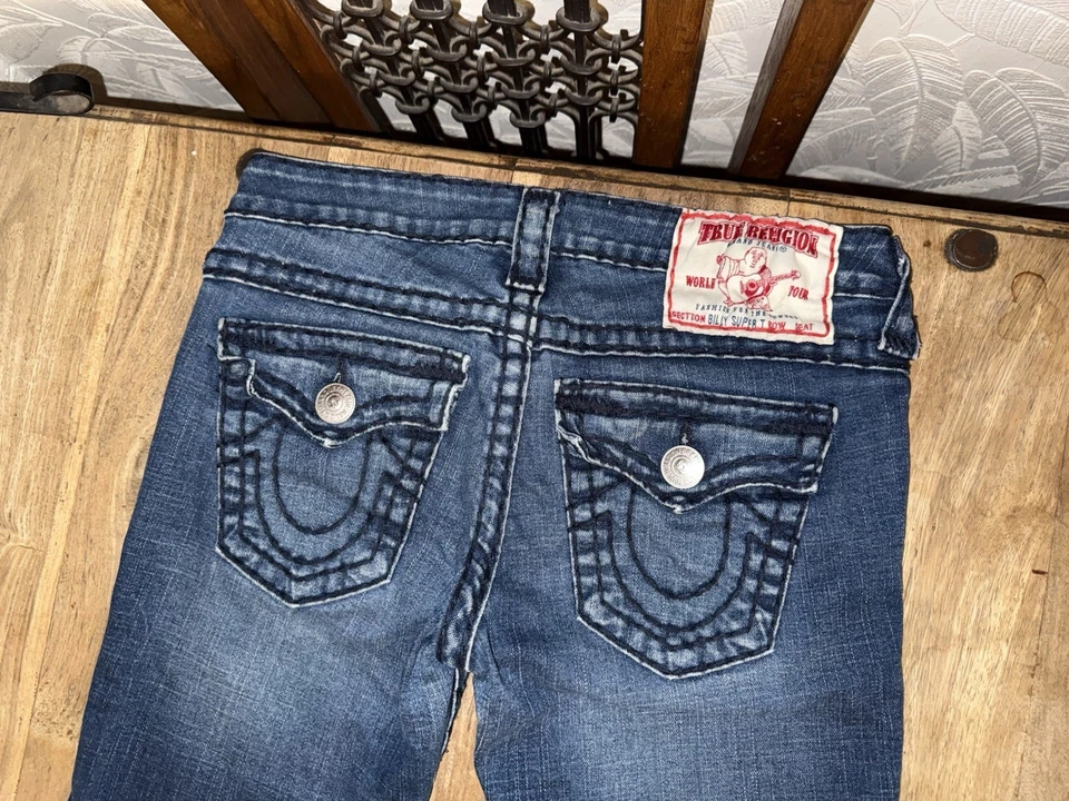 True Religion Billy Super T Jeans UK 10 28L Cowgirl Horse Shoe Y2K Embroidered - Image 4 of 4