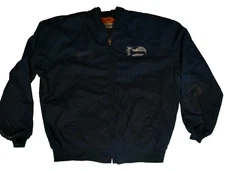 Used Cintas 677 Uniform 2XL Navy Work Jacket Insulated Coat #12