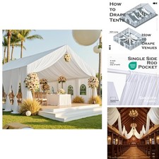 Party Village 10ftx40ft White Ceiling Curtain for Wedding Parties