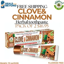 Organic Clove & Cinnamon Herbal Toothpaste Al Riyan-5 In 1-Fluoride free, 2-pack