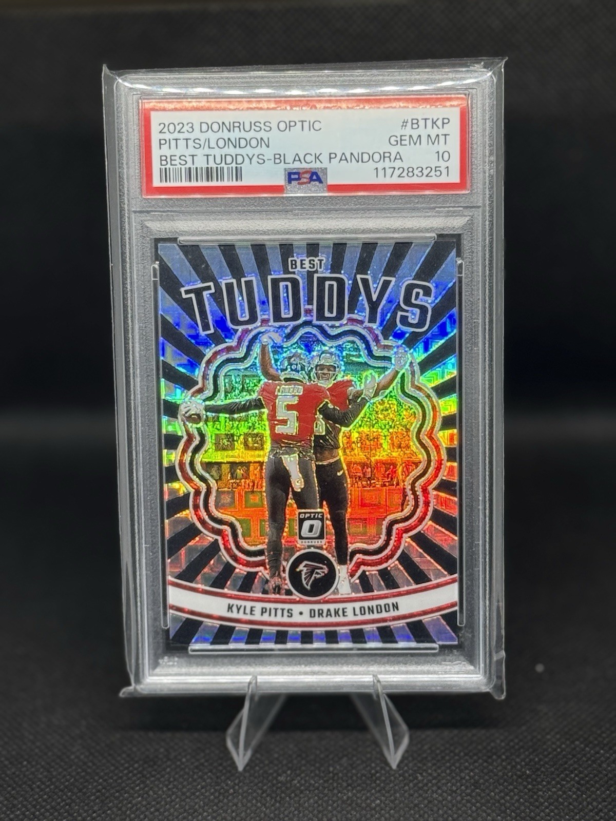 2023 Donruss Optic Best Tuddys Drake London, Kyle Pitts Black Pandora /25 PSA 10 view 9