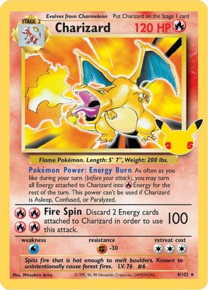 Charizard - 4/102 - Holo Rare NM, English Pokemon Celebrations