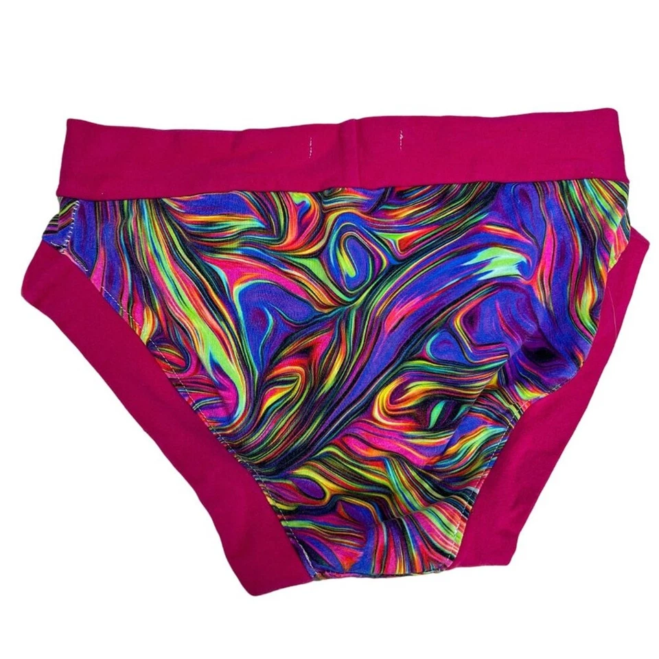 Calzoncillos Undie de Algodón Orgánico Hechos a Mano | Panty Remolino Arco Iris Abstracto - XS Foto 2 de 4