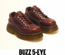 Dr. Martens Buzz 5-Eye Brown Leather Lace-Up Platform Sneakers US 8