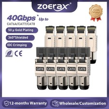 ZoeRax 10PCS RJ45 Cat8 Cat7 Cat6A Connectors RJ45 Metal Tool Free