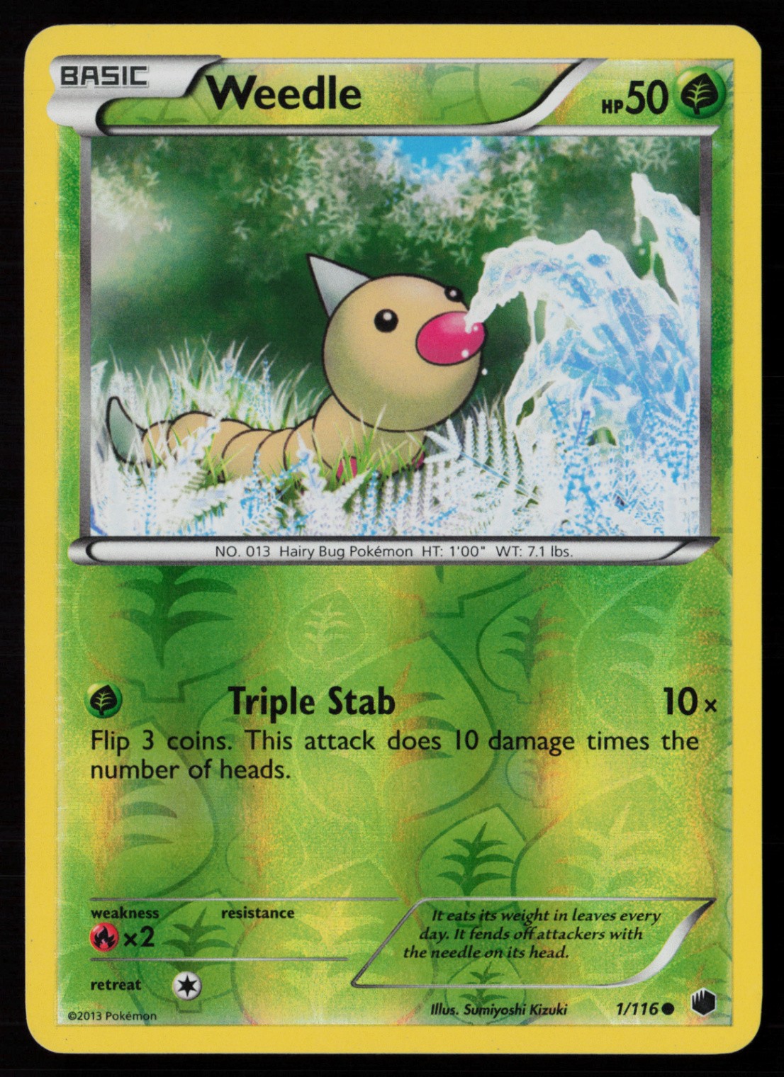 Weedle 1/116 Reverse Holofoil Pokemon TCG Plasma Freeze LP