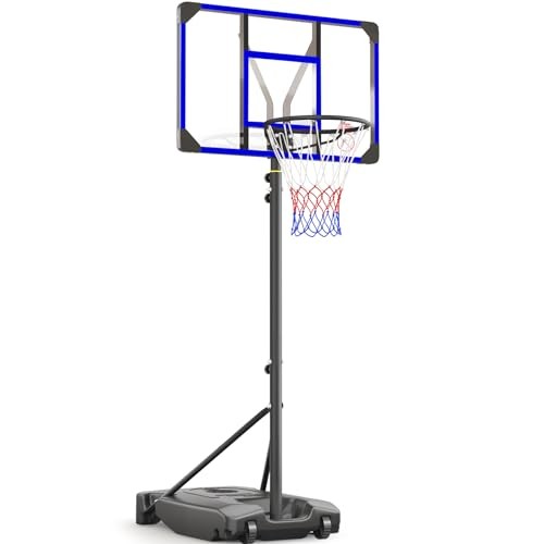 YOHOOD KIDS BASKETBALL HOOP OUTDOOR 4.82-8.53FT ADJUSTABLE, LX-908-BLUE