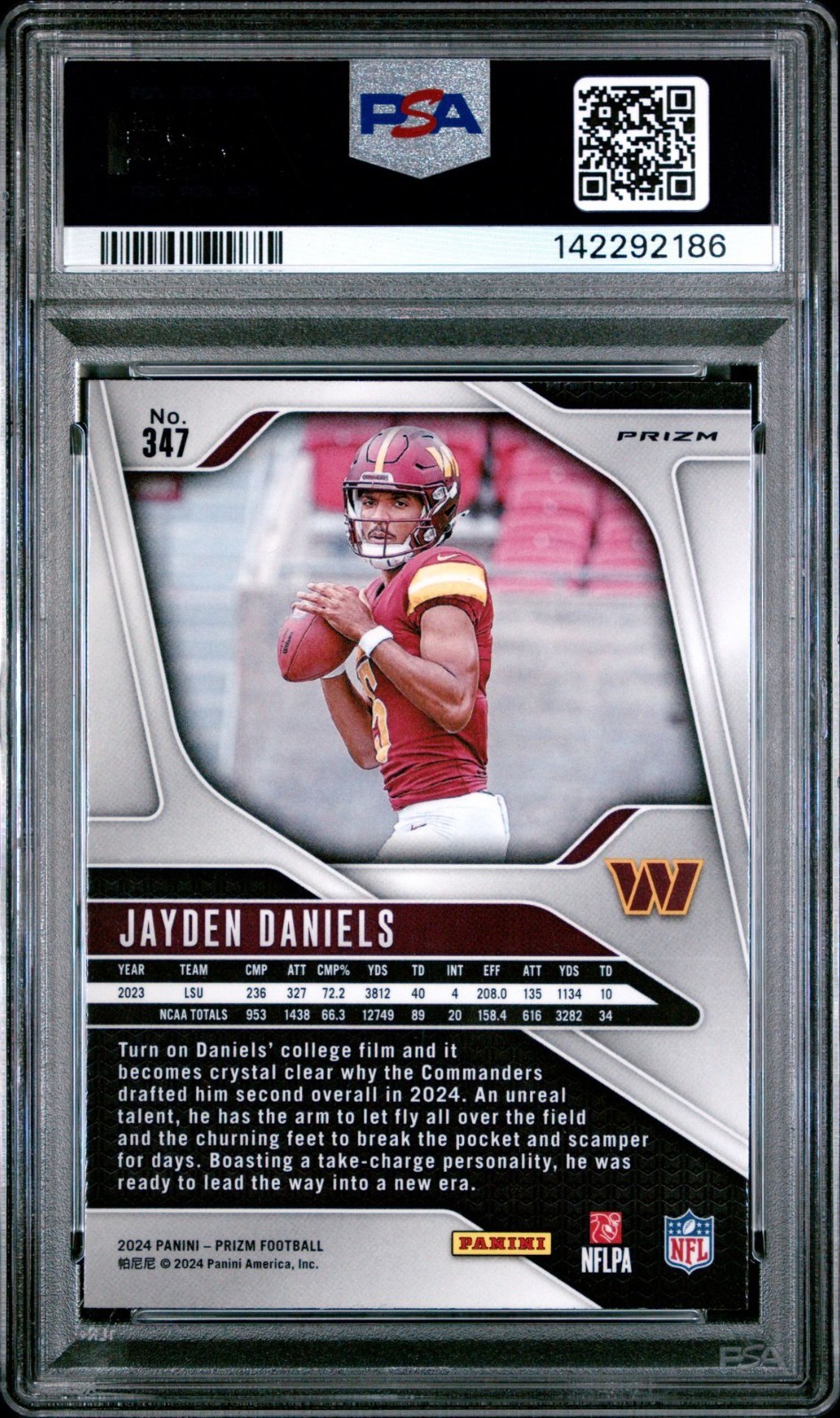 2024 Prizm Jayden Daniels Neon Green Pulsar #347 PSA 10 GEM MINT RC ROOKIE view 2