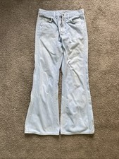 1970s Vintage Women's Lee Bell Bottoms Flared Blue Jeans Pants Soft Talon Zipper