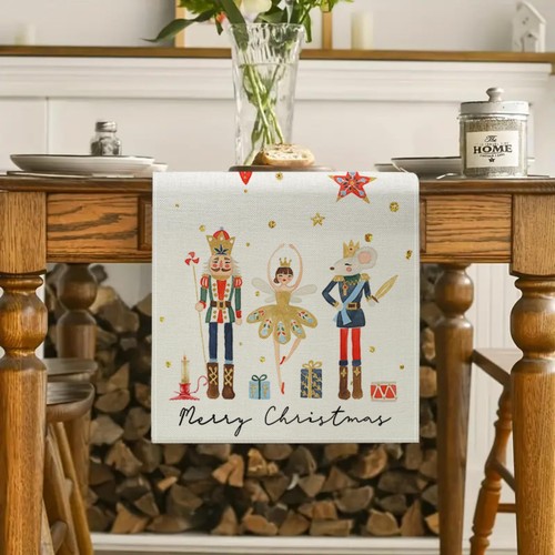 Merry Christmas Nutcracker Table Runner 13x72 Inch, Xmas Gift Box Winter Wint... - Picture 2 of 6