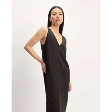 EVERLANE Dress Womens 10 Black The Tencel Midi Slip Dress Minimalist Clean