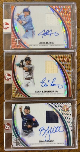 2026 TOPPS PRISTINE BRYAN WOO, JOSH JUNG &EVAN LONGORIA PATCH AUTO #d CARDS READ