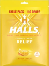 Halls Relief Honey Lemon Cough Drops, Value Pack, 140 140 Count (Pack of 1) 