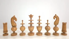 Antique 18th century Regency chess set in boxwood - 9.8 cm