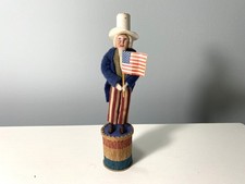 Vintage Uncle Sam Patriotic Candy Container Hand Made Marked C. Mack 1996