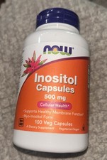 NOW Foods Inositol 500 mg 100 Veg Caps Exp 02/29 Healthy Membrane Function