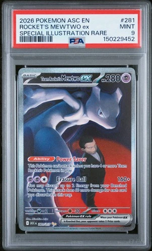 2026 POKEMON ASCENDED HEROES SPECIAL ILLUSTRATION TEAM ROCKET'S MEWTWO EX PSA 9