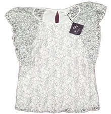 New Ava & Viv Women's Size X White Black Floral Lace Blouse Top W/ Lining NWT