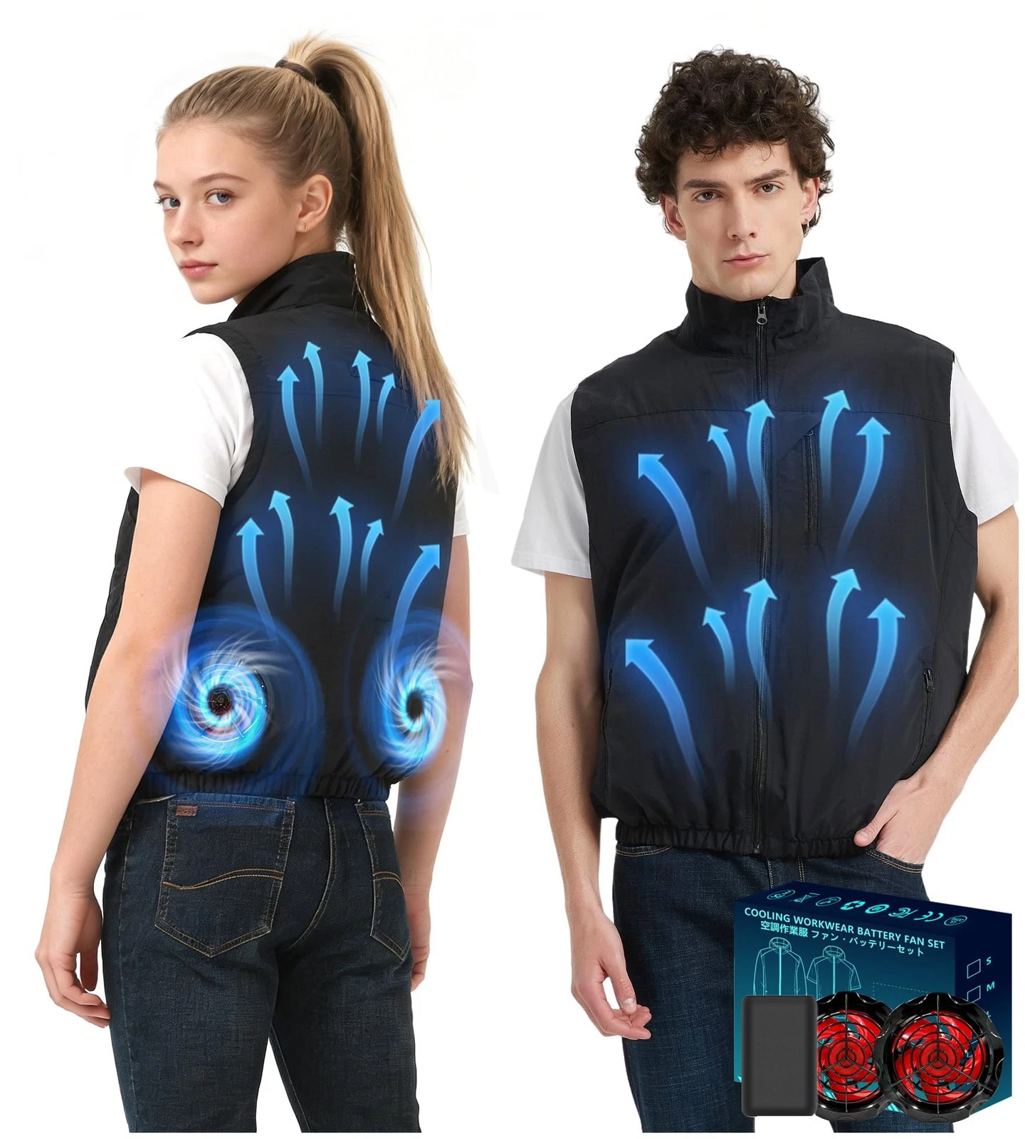 Lvkakmox Fan Cooling Vest Jacket with 2 Fans Men and Women 21V Air Condition...