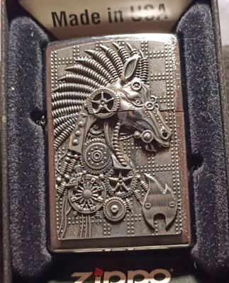 Zippo CYBER HORSE | Steampunk 3D Trick Emblem | H 15 | Ungezündet in OVP