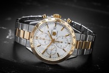 Tag Heuer Carrera Chronograph CV2050-1 42mm 18k Gold Steel Automatic Watch