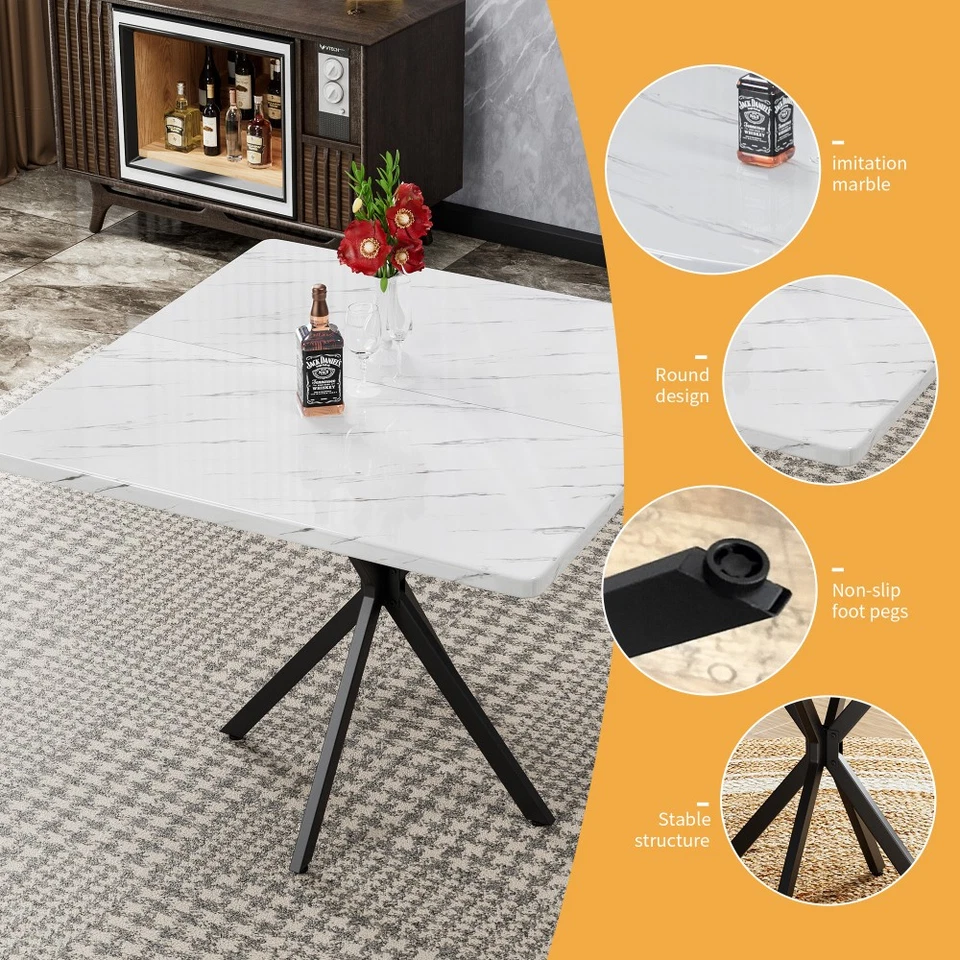 Square Dining Table Set Mid Century Modern Square Dining Table for 4 Person - Image 3 of 4