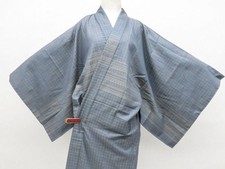 JAPANESE KIMONO NAGAJUBAN GRAY-BLUE 133cm 4 ft 4 in PURE SILK EE8075