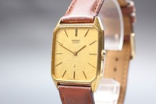 [N MINT] Vintage Seko Chariot 5930-5460 Gold Dial Quartz Nen`s Watch From JAPAN
