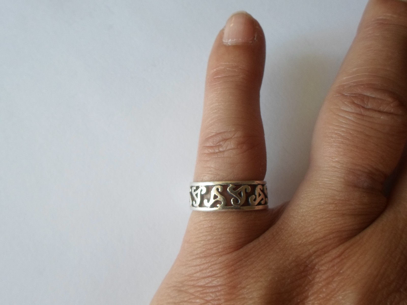 solid silver ring, openwork ring, letter A, size … - image 4