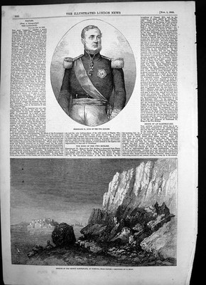 Antique Print Ferdinand 11 KingSicilies Effects Earthquake Puzzuoli 1856