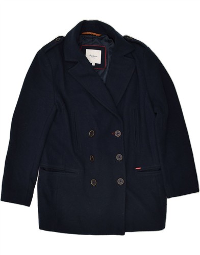Pepe Jeans Damen Loose Fit Pea Coat UK 10 Small Navy Blau BC42