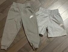 Nike Youth Boys Fleece Shorts Sweatpants, Size 4-5 XS, Gray Green Lot Of 2
