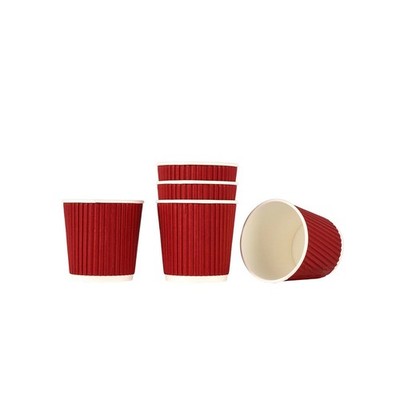 Recyclebare Kaffeetassen 4 Unzen rote Kräuselung Pappbecher für Heiß- und Kaltgetränke zum Mitnehmen