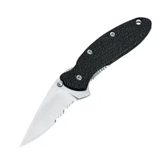 Kershaw Scallion Pocket Knife, Black and Gray, 2.4 Inch Partially Serrated Dr...